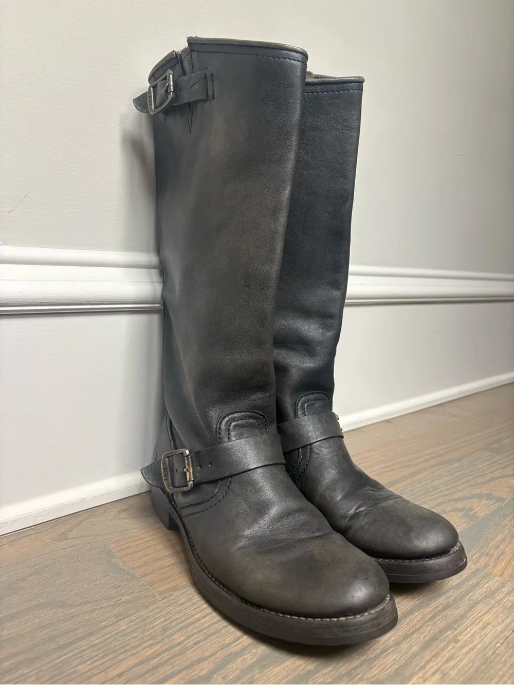 Classic Black Leather Mid-Calf Boots - women